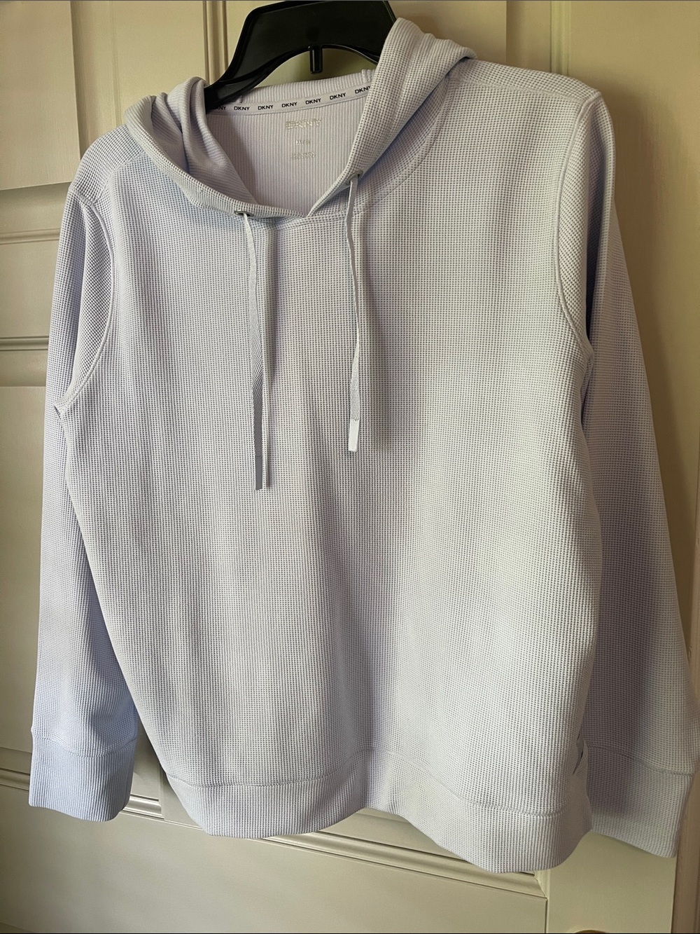 DKNY Light Lavender Waffle Knit Hooded Pullover
